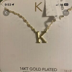 Gold Plated Initial 'K' Necklace